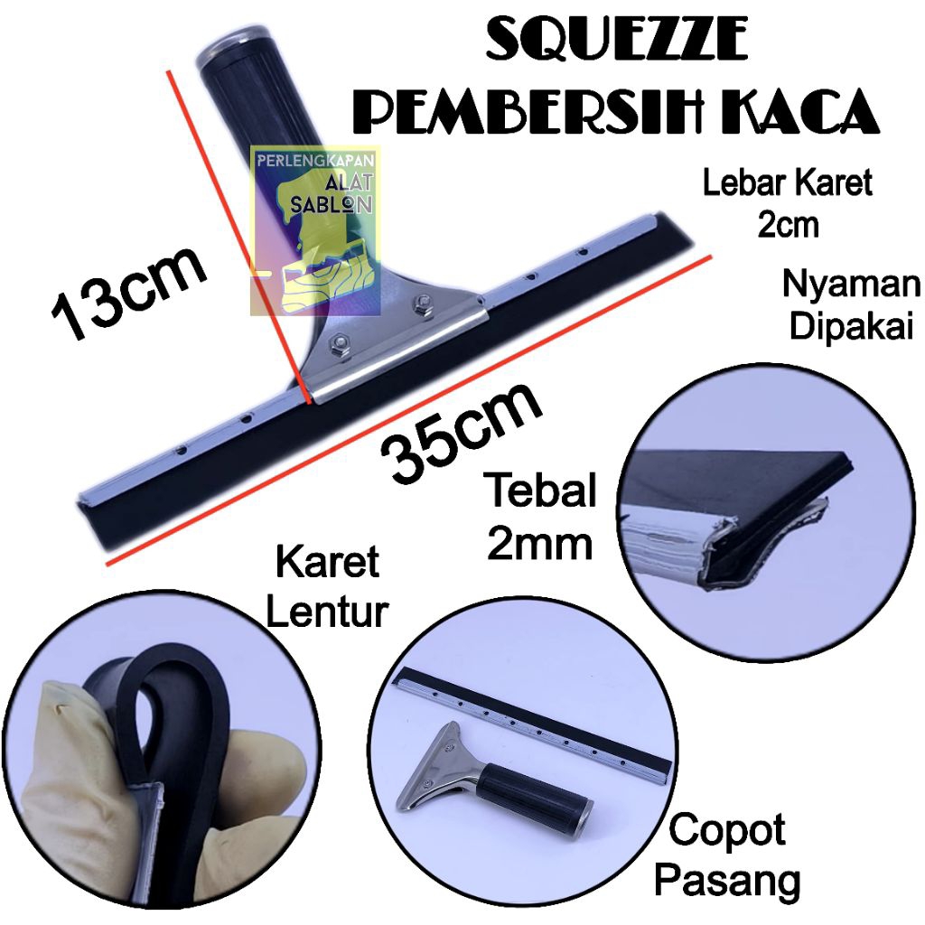 WIPER STAINLESS PEMBERSIH KACA PANJANG 35CM WIPER SQUEEZE