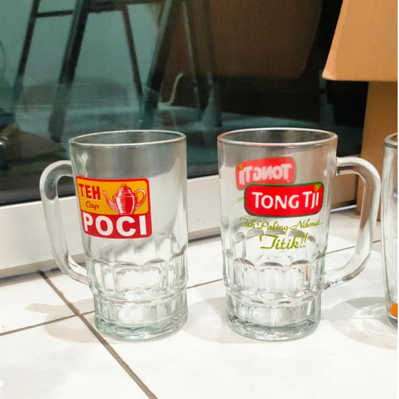 GELAS KACA 620ML SABLON 6 PCS ( SETENGAH LUSIN) / GELAS RUMAH MAKAN / GELAS BAKSO / PECEL LELE