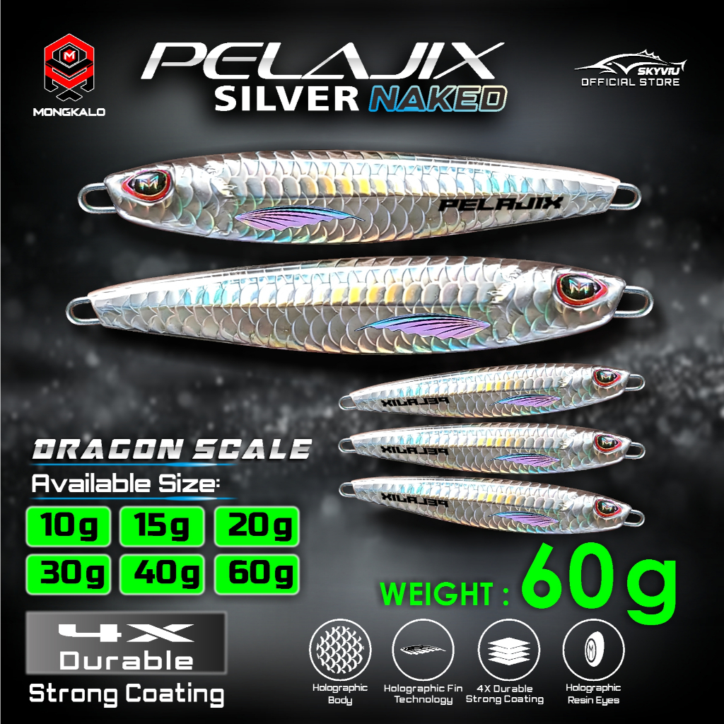 Umpan Metal Jig 60 Gram MONGKALO PELAJIX NAKED 60g Hologram Sisik MetalJig 60gr 60grm 60gram Jig Kil