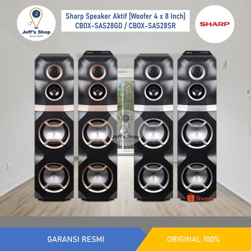 Sharp Speaker Aktif [Woofer 4 x 8 Inch] CBOX SAS28GD / CBOX SAS28SR