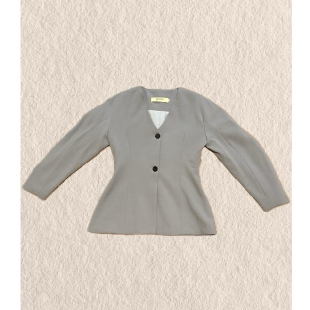 (preloved) Michelle Top Gemme Blazer tanpa kerah Biru Muda