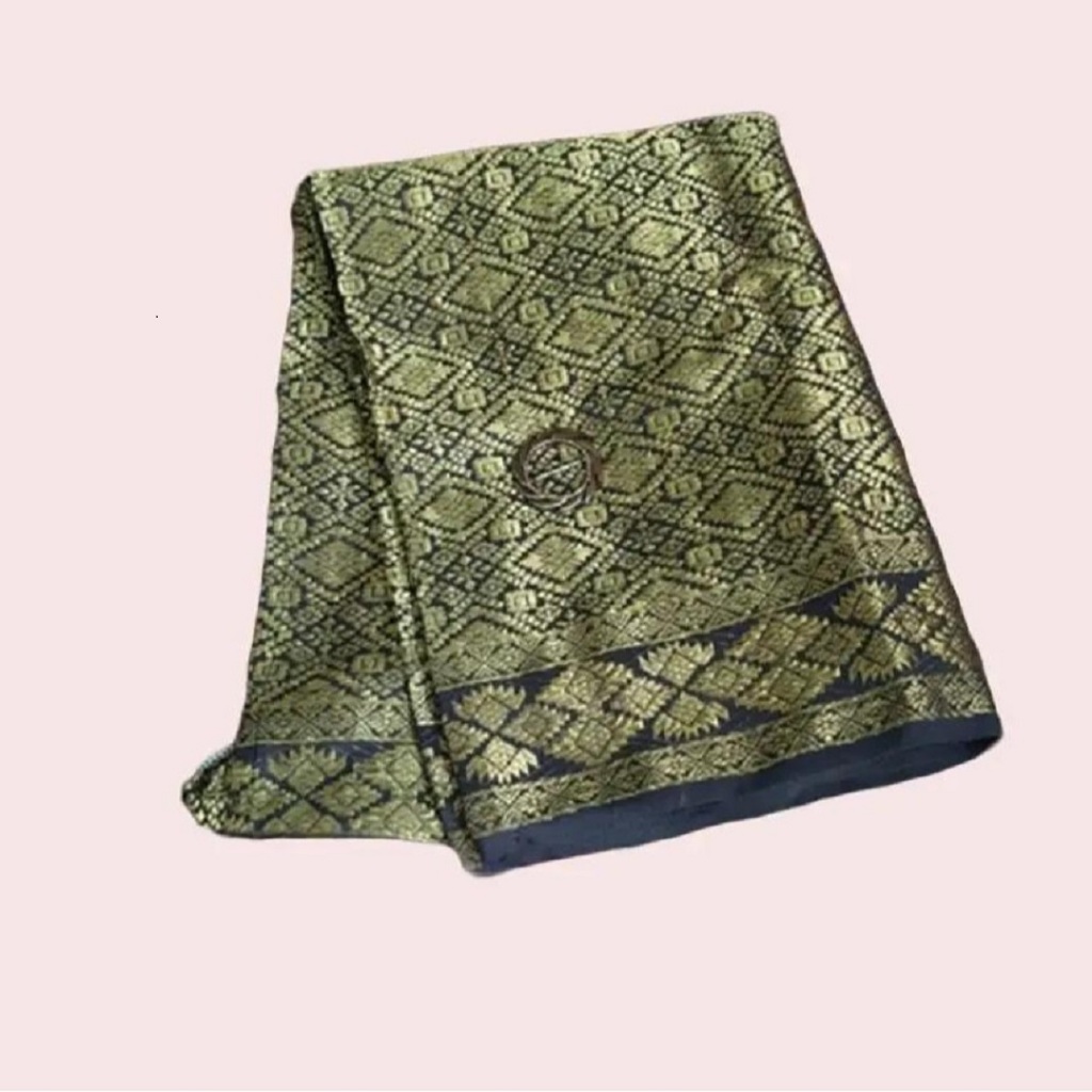 Rok Wanita Model Kain Lilit Bahan Tenun Songket Warna Hitam Gold