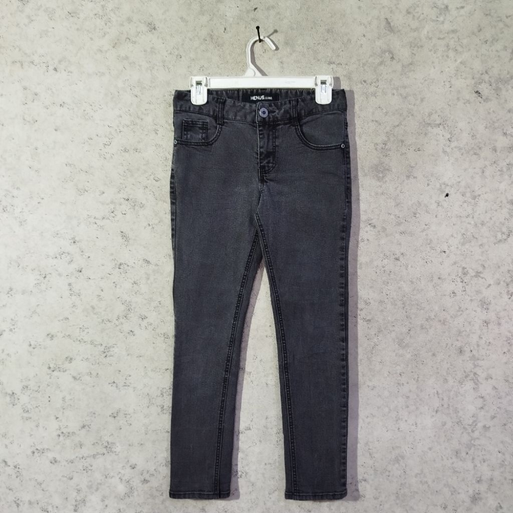 Celana panjang jeans HENUS JEANS Hitam Arang Casual slimfit midle rise jeans denim basic size 29