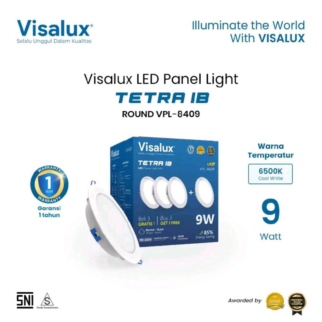 Visalux Led Panel Light Tetra Ib Round 9 Watt 4inch Vpl 8409 Beli 3 Gratis 1 Visalux Tetra LED Panel