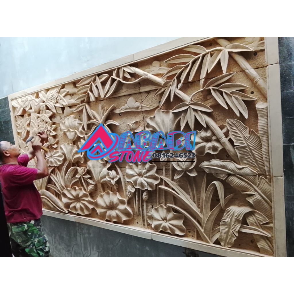 BATU ALAM BATU UKIR TEMPEL DINDING BATU PARAS ELEGAN TAMAN TERAS PAGAR