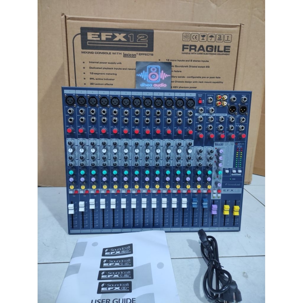 Mixer Audio Soundcraft EFX12 12Channel 4 tone 1 aux efek Reverb lexicon grade A EFX 12 12 Chanel