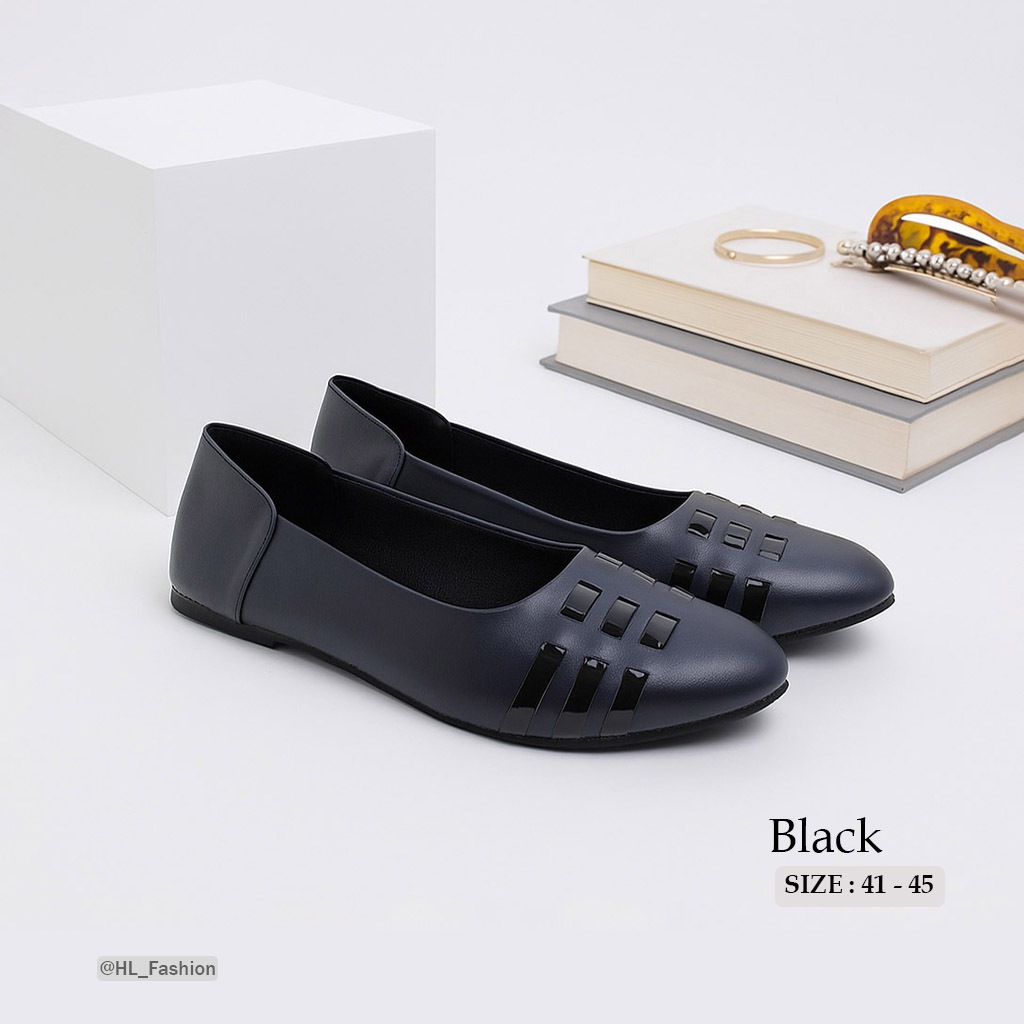 Sepatu Flat shoes kulit wanita kerja Uk besar 41 42 43 44 45 | sepatu pantofel ibu guru