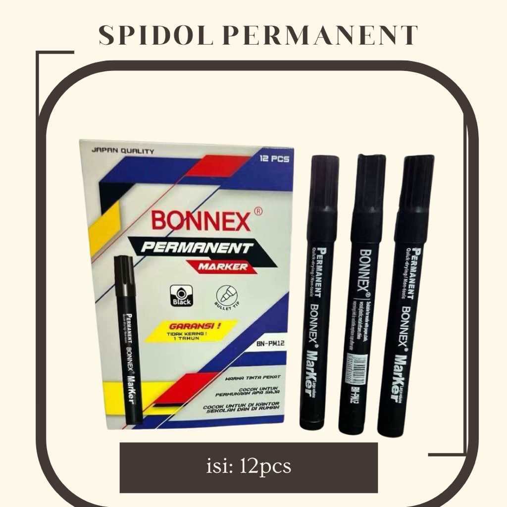 [ 1 PACK ISI 12 PCS ] SPIDOL PERMANENT / SPIDOL BESAR / SPIDOL PERMANENT HITAM