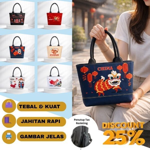 [Mini] Tas Souvenir Tote Bag - Top Handle Wanita China