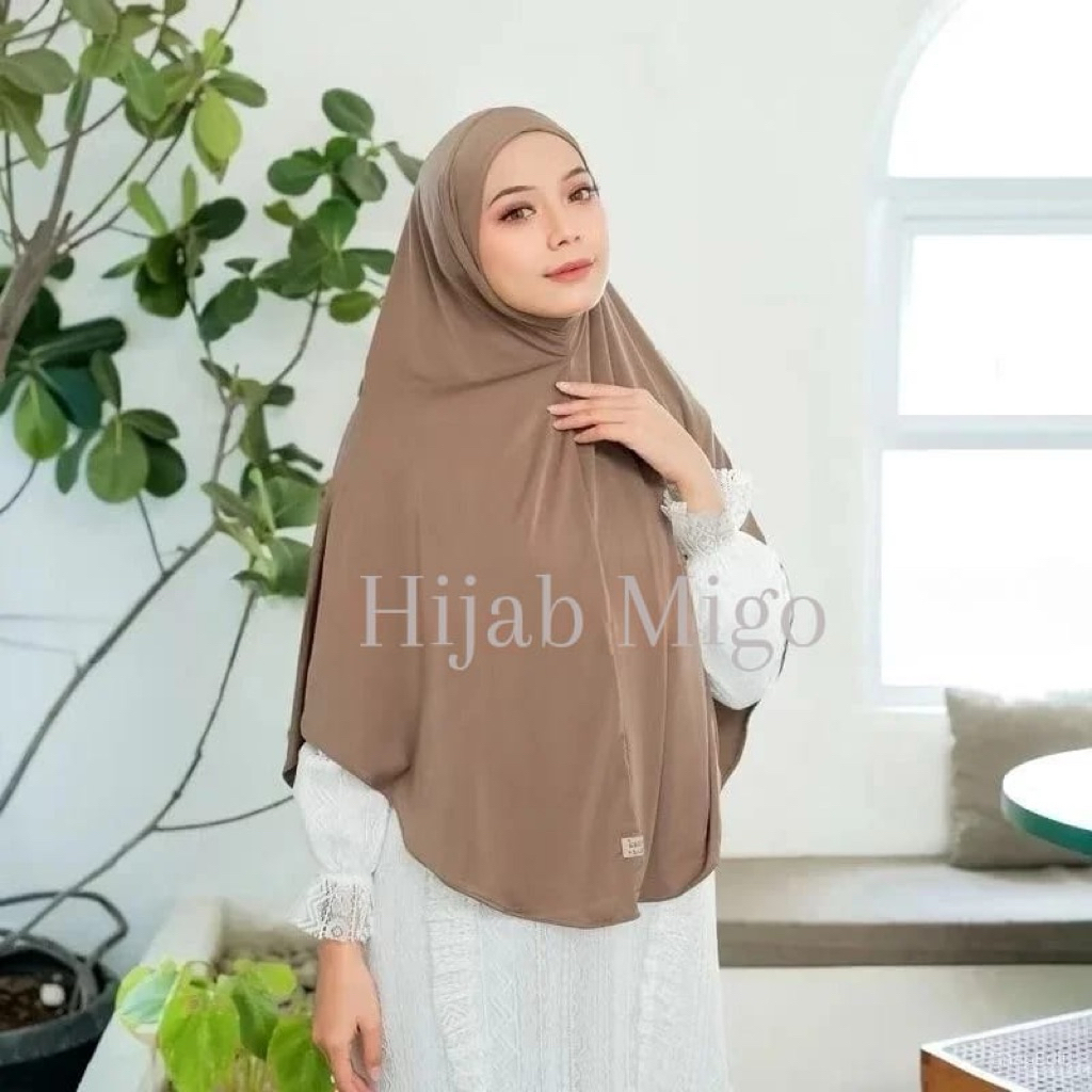 HIJAB MIGO - Hijab Bergo Malay Non Ped Size L / Jilbab Bergo Malay Jersey Premium  Remaja Dewasa Uku
