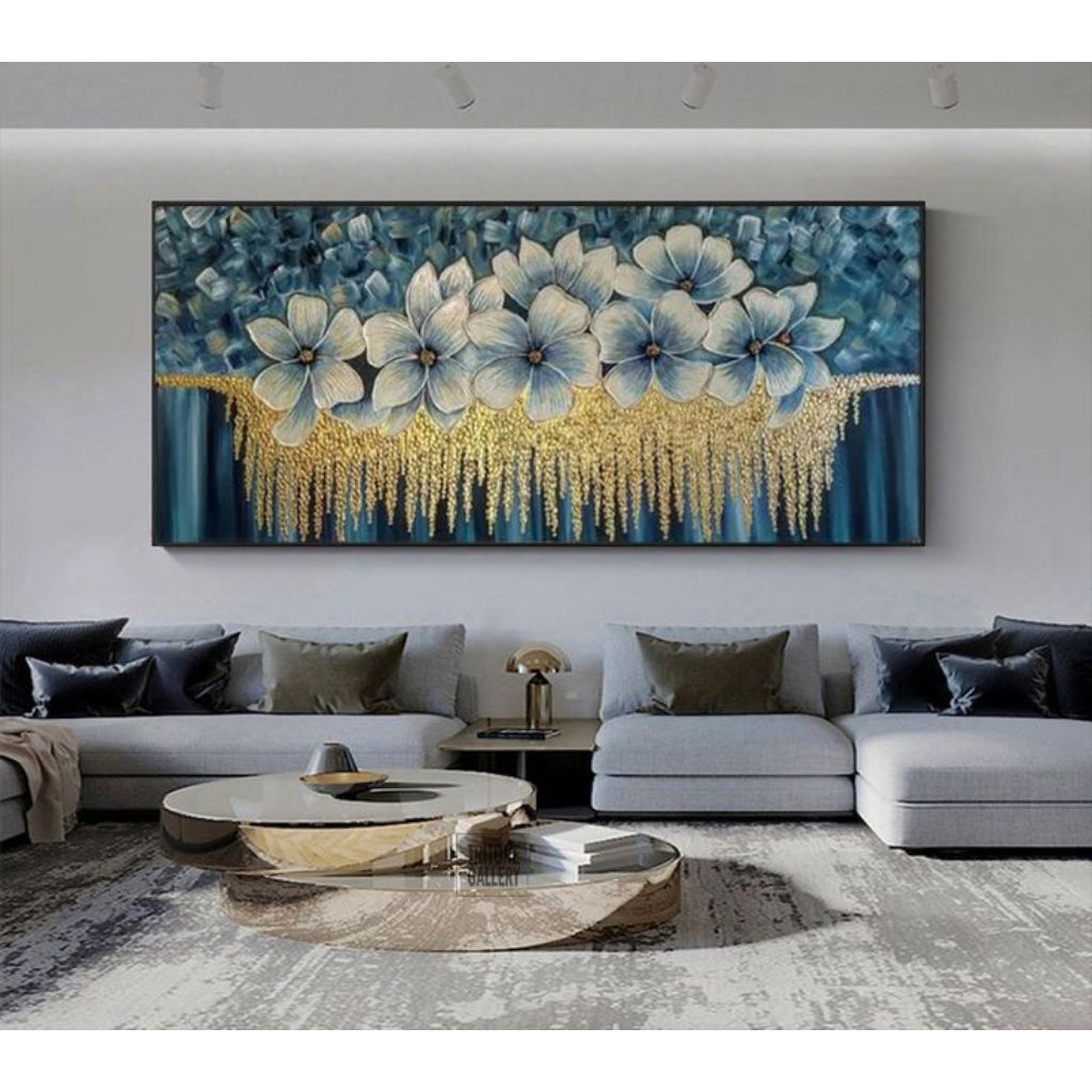 Lukisan dinding minimalis modern bunga untuk hiasan dinding rumah
