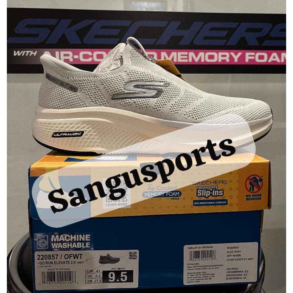 Sepatu lari pria Skechers go run elevate 2.0 off white
