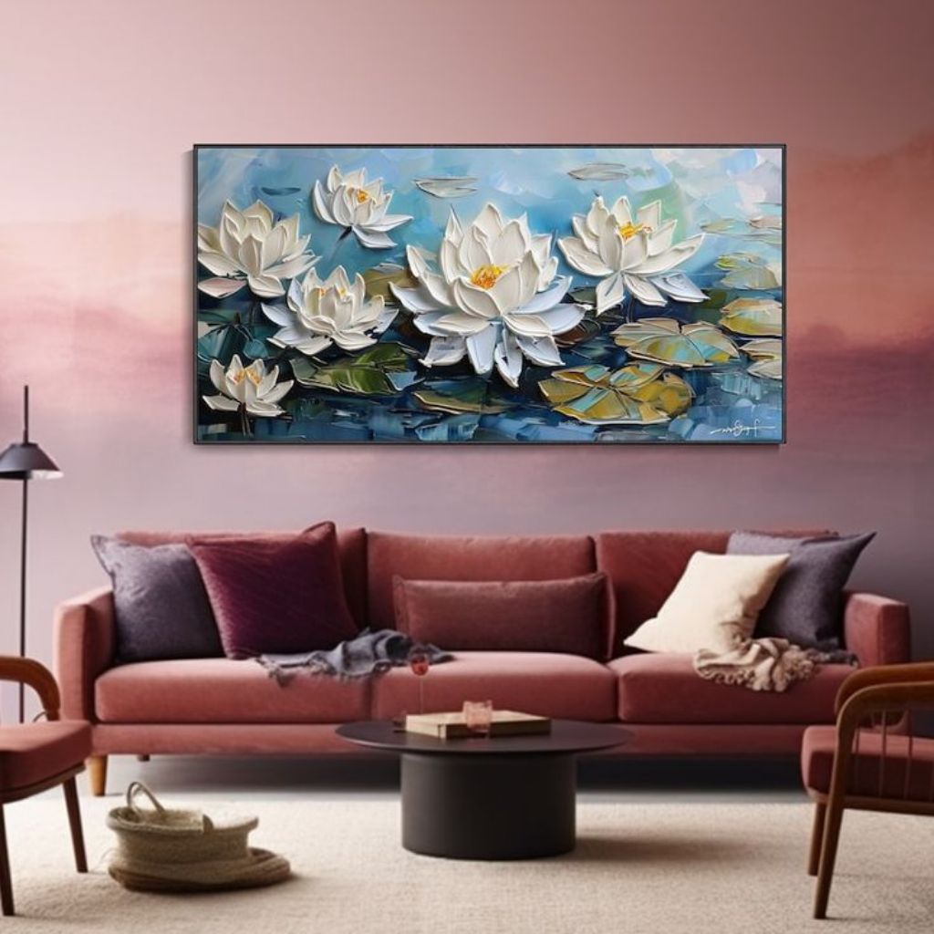 Lukisan dinding minimalis modern bunga untuk hiasan dinding rumah