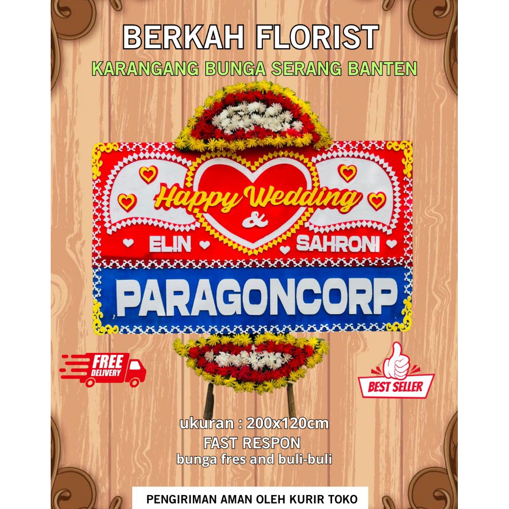 karangan bunga papan Happy wedding | serang banten