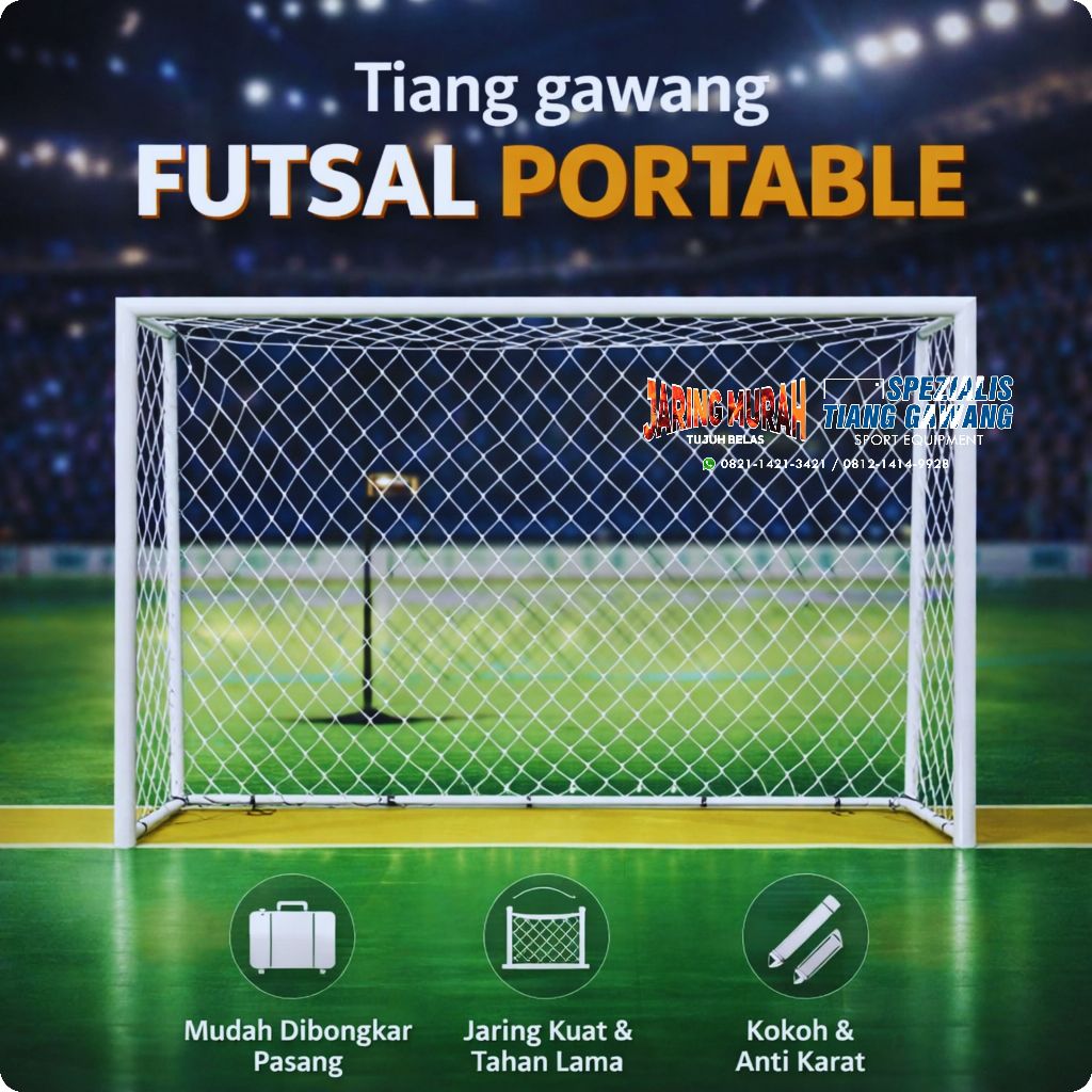Tiang Gawang Futsal 2x3 Meter Portable Besi – Mudah Bongkar Pasang