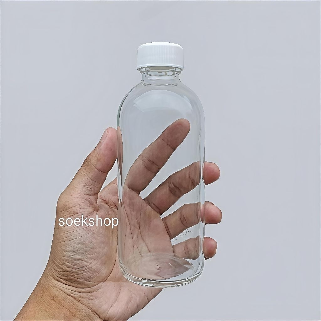 Botol Kaca Laserin 250ml, Botol Kaca Bening 250ml, Tutup ulir