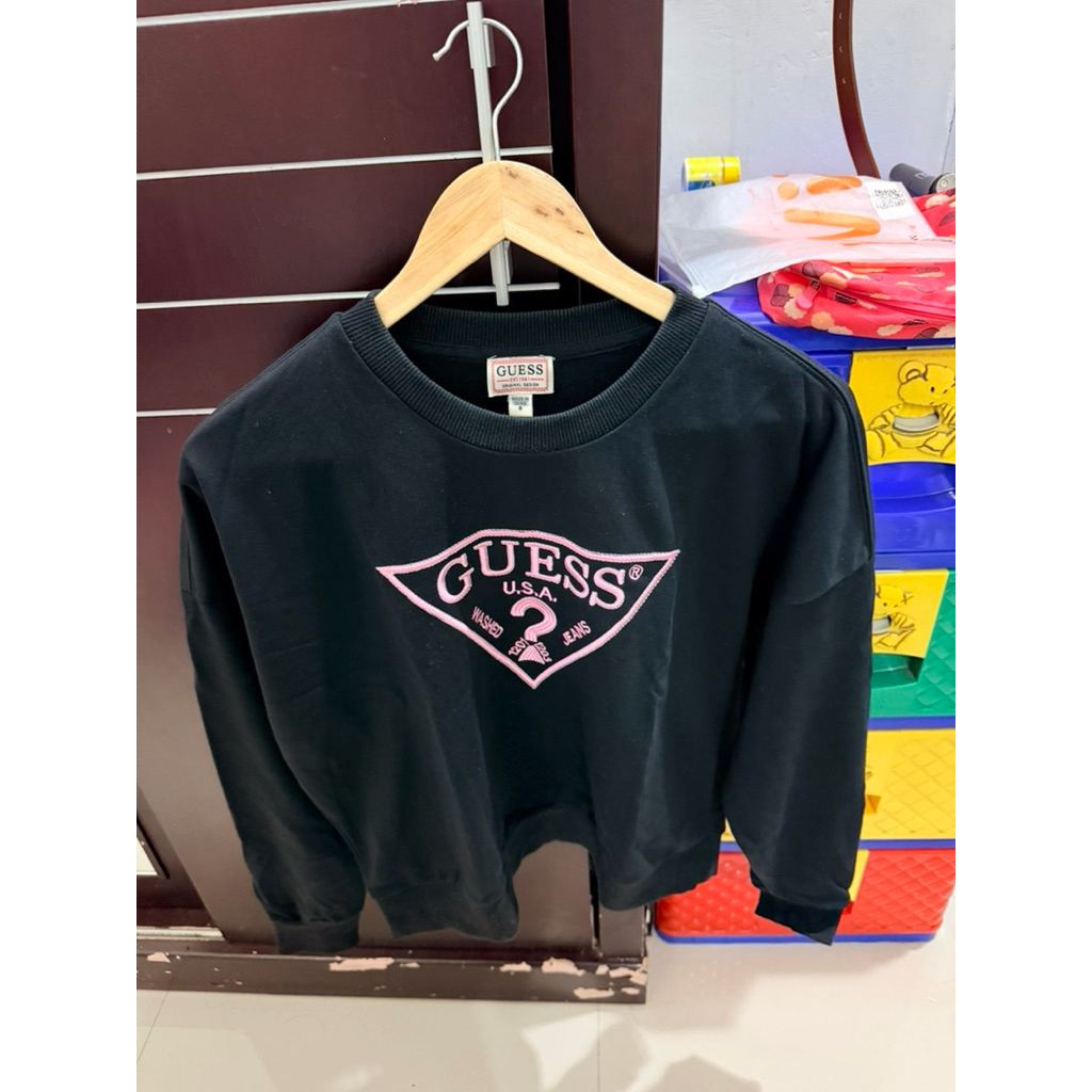 Auth Guess Sweater Top Baju Wanita Pink Black PL
