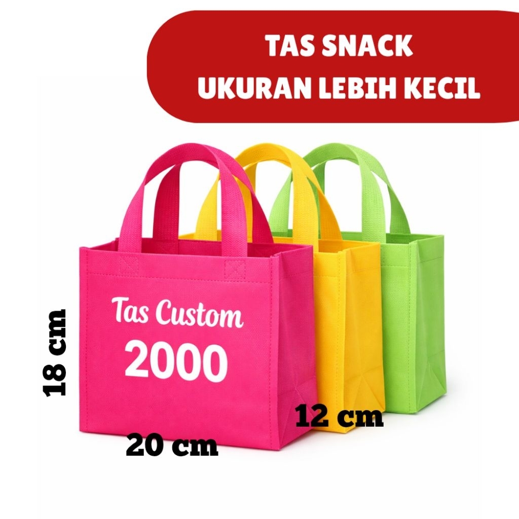 tas spunbond+ baner custom 20*18*13 ukuran kecil 75gsm