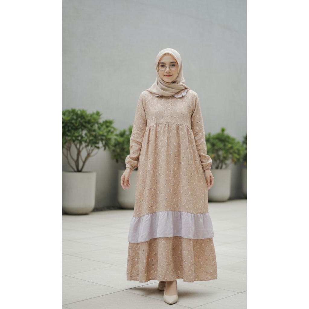gamis binor bunga model korea