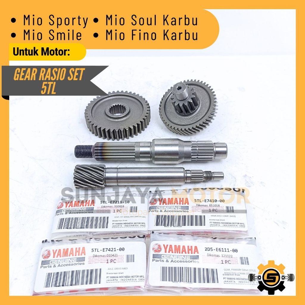 Gear Rasio Set Original Yamaha 5TL Gigi Rasio Mio Sporty Mio Soul Mio Smile Fino Karbu Gear Gardan O