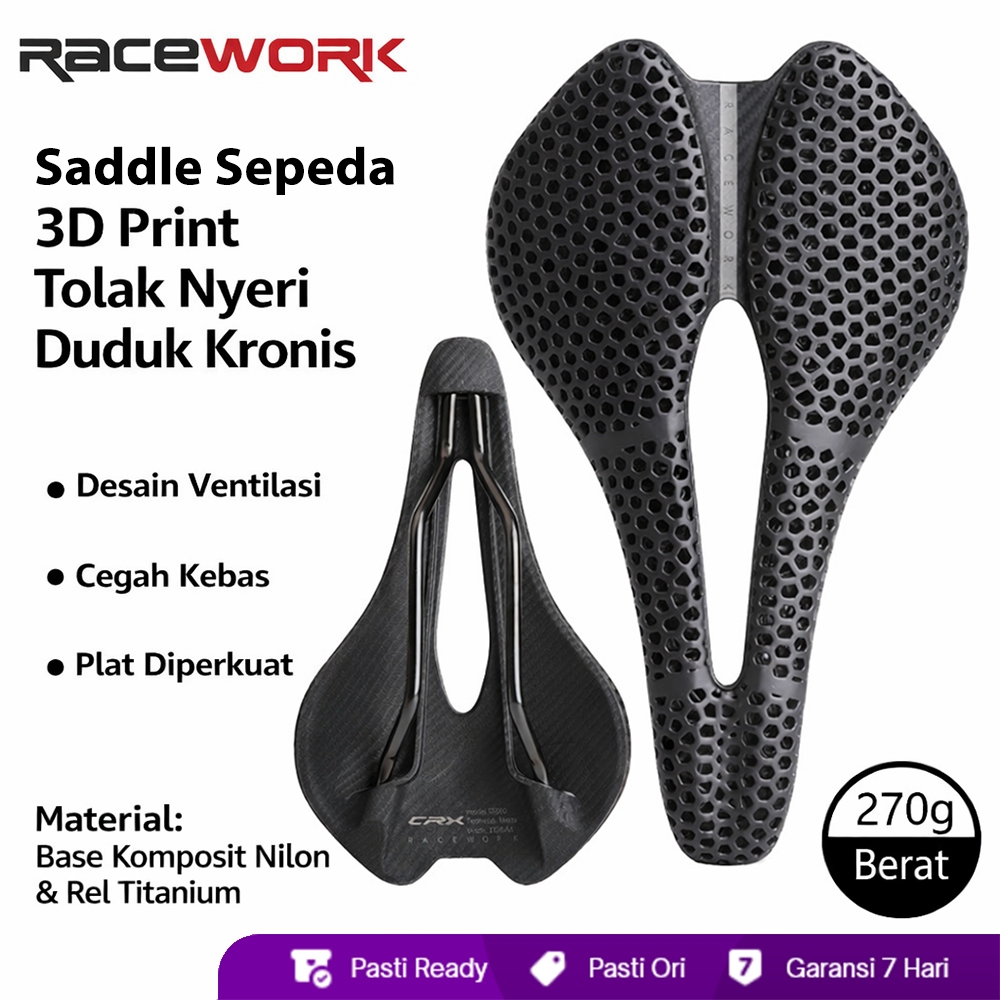 Racework CRX 3D Printed Saddle 150 mm Lightweight Breathable Saddle Roadbike Sadel Anti Nyeri Alloy 