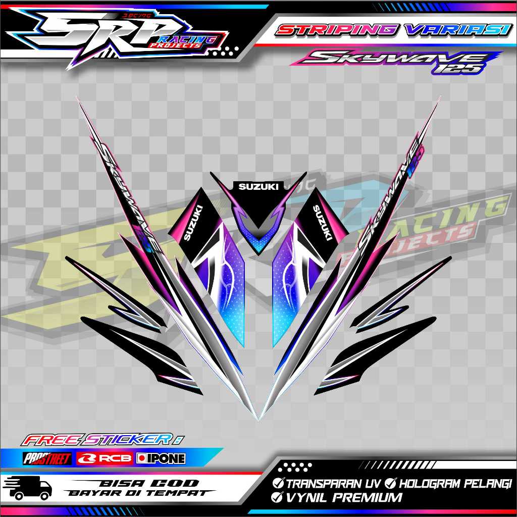 STRIPING VARIASI SUZUKI SKYWAVE 125 / STICKER LIST VARIASI MOTOR SKYWAVE 125