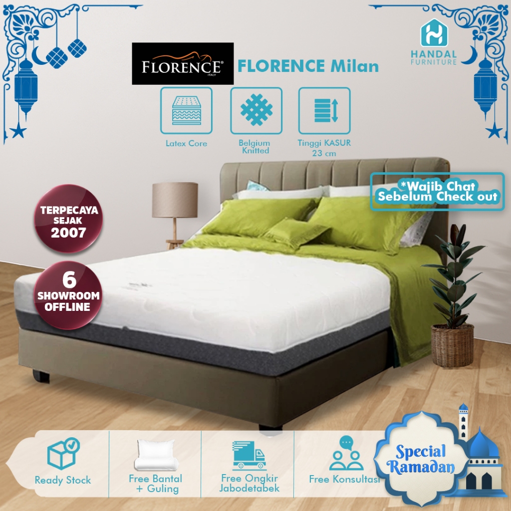 Kasur Full Latex Florence Milan 100x200, 120x200, 160x200, 180x200, 200x200 Firm Keras 23cm Original