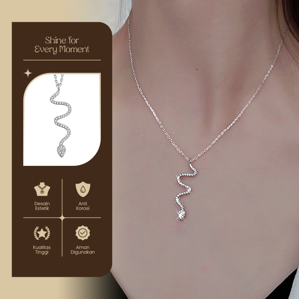 kalung liontin ular emas mawar sederhana