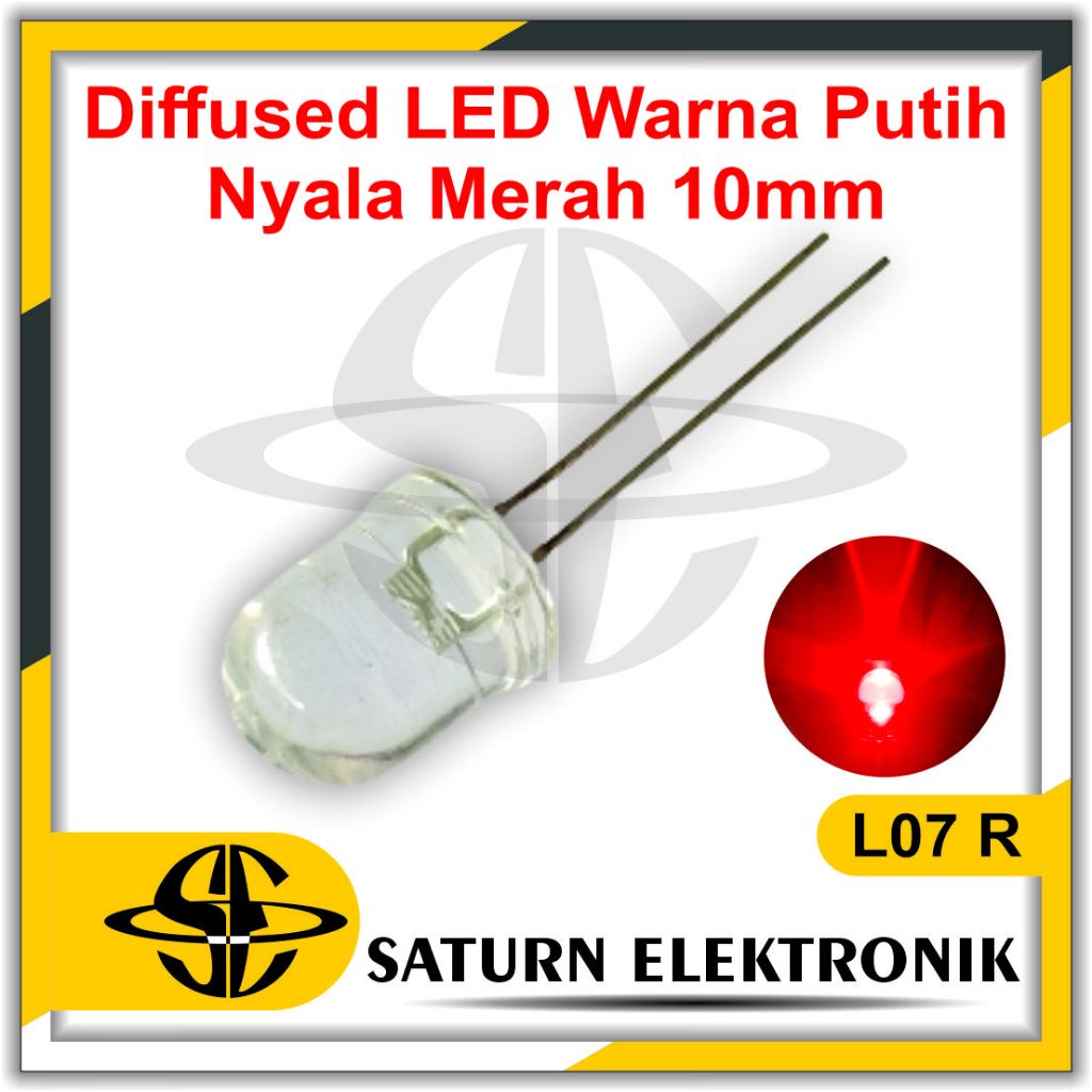 Diffused LED Warna Putih Nyala Merah10mm 250pcs L07R