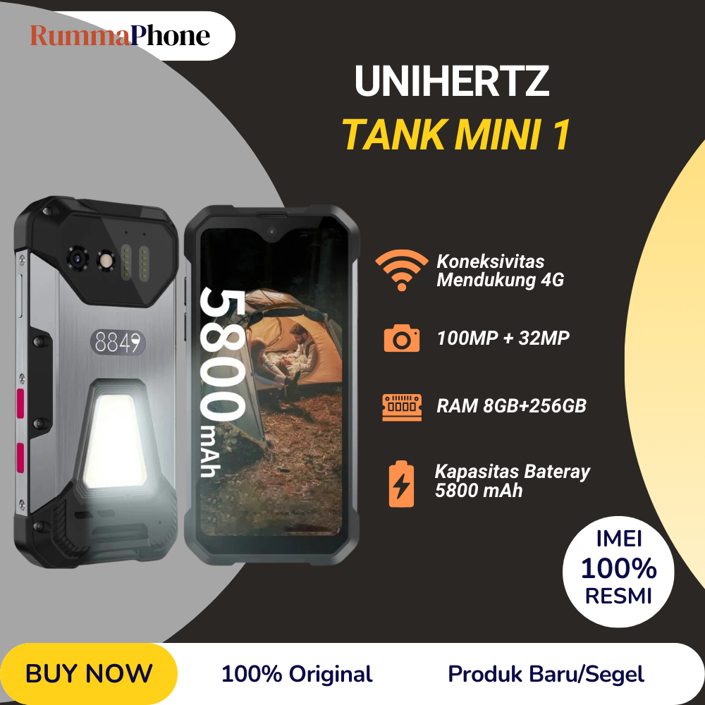 Unihertz Tank Mini 1 8GB/256GB 5800mAh rugged smartphone 4.3" IPS LCD Android 13 IP68 & IP69K Camera
