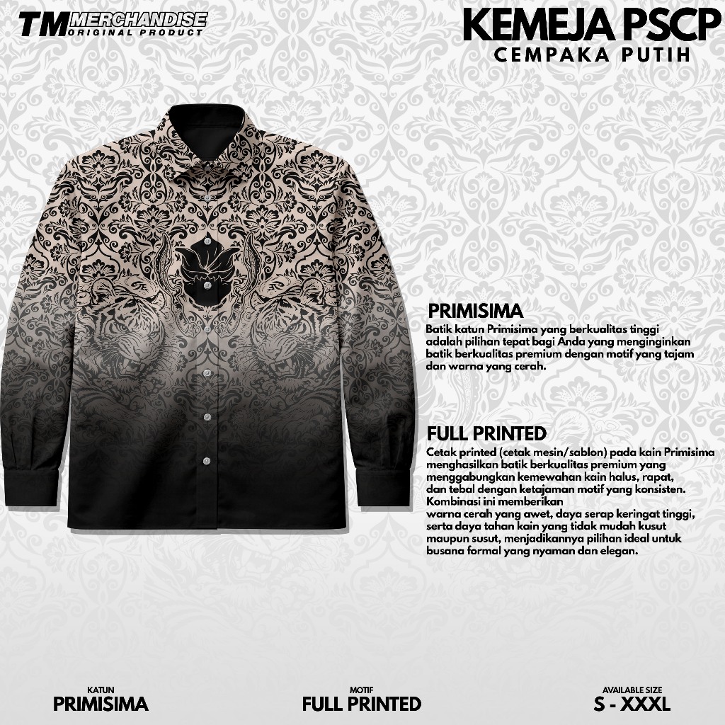 KEMEJA BATIK CEMPAKA PUTIH 1974 KEMEJA PSCP 1974 FULL PRINTING