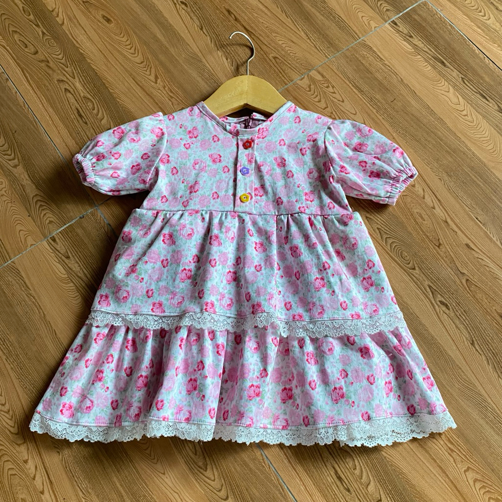 DRESS ANAK PEREMPUAN MOTIF BUNGA-BUNGA BAJU ANAK PEREMPUAN