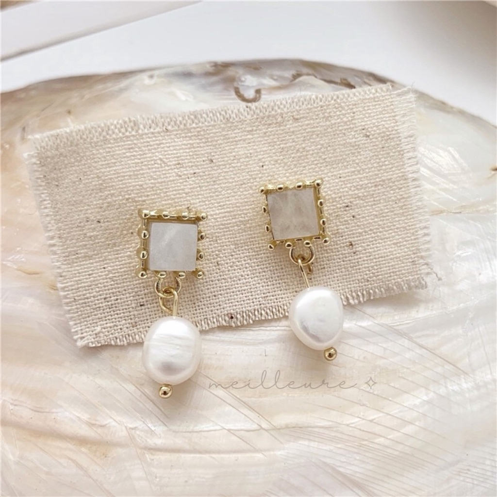 Anting Korea Wanita Mutiara Pearl Titanium Tusuk Jepit Panjang Tindik Stud Xuping Drop Aksesoris Wan
