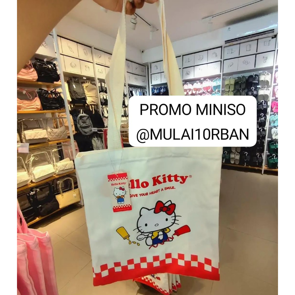 miniso totebag tote bag tas bahu tas wanita tas cewek tas perempuan tas cewe tas kuliah tas kerja sa