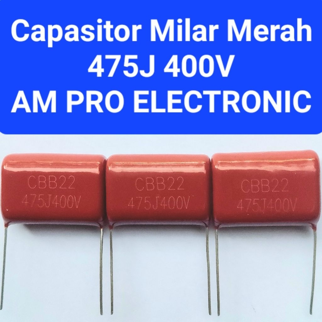 Capasitor Milar 475 400V Kapasitor Merah 475J 400V Milar 475 400v
