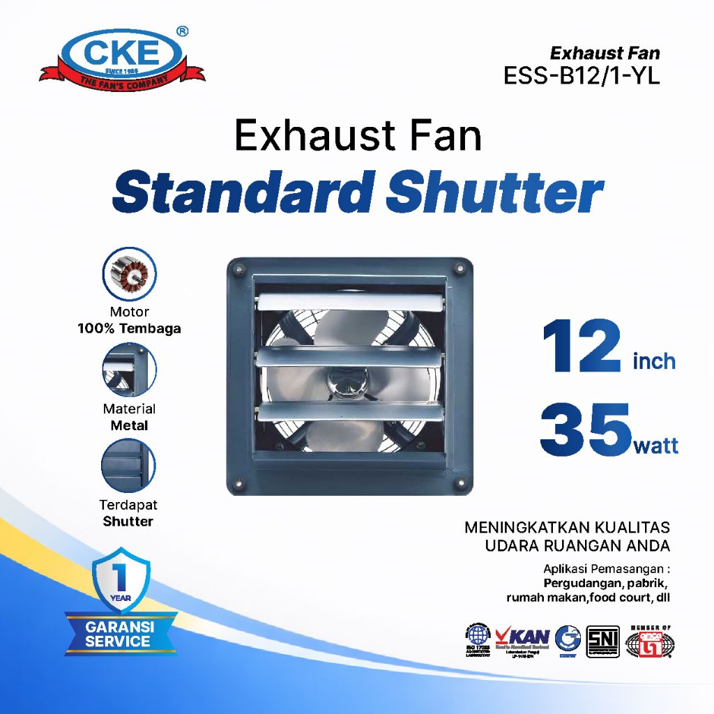 KIPAS DINDING/CKE Exhaust Fan Standard Shutter BN 12 Inch Kipas Hexos 12 Inch