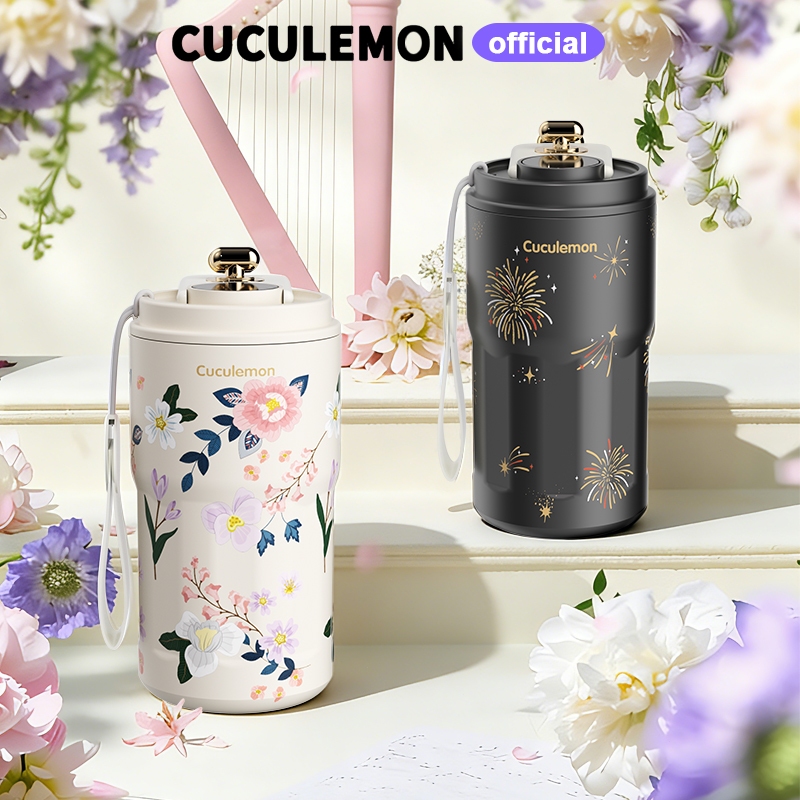 CucuLemon Tumbler Termos Kopi Digital LED Layar Suhu Aesthetic Stainless Steel 450ML Botol Minum Min