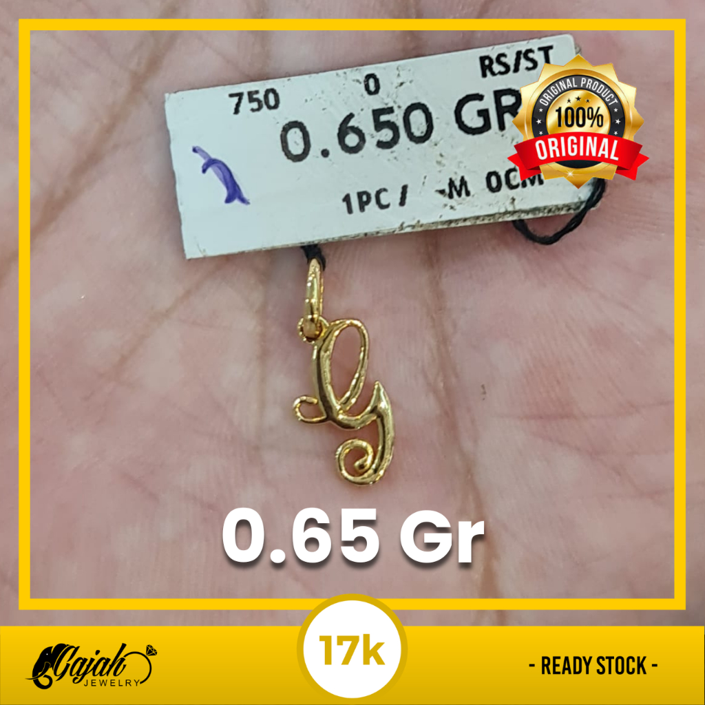 Liontin Huruf G Emas 17K - Toko Emas Gajah - 0.65 Gram