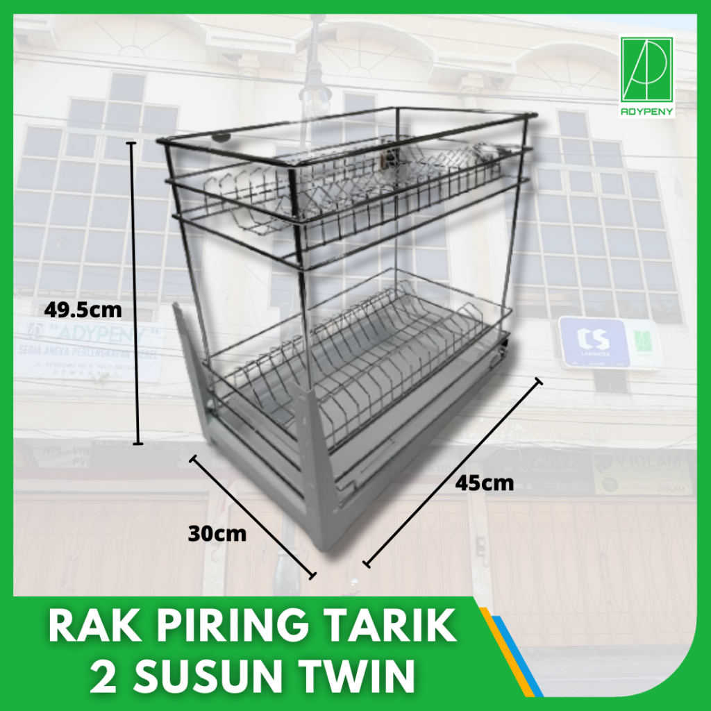 Rak Piring Bawah Tarik Chrome Stainless Kitchen Set Dapur 2 Susun / rak piring murah / rak kitchen s