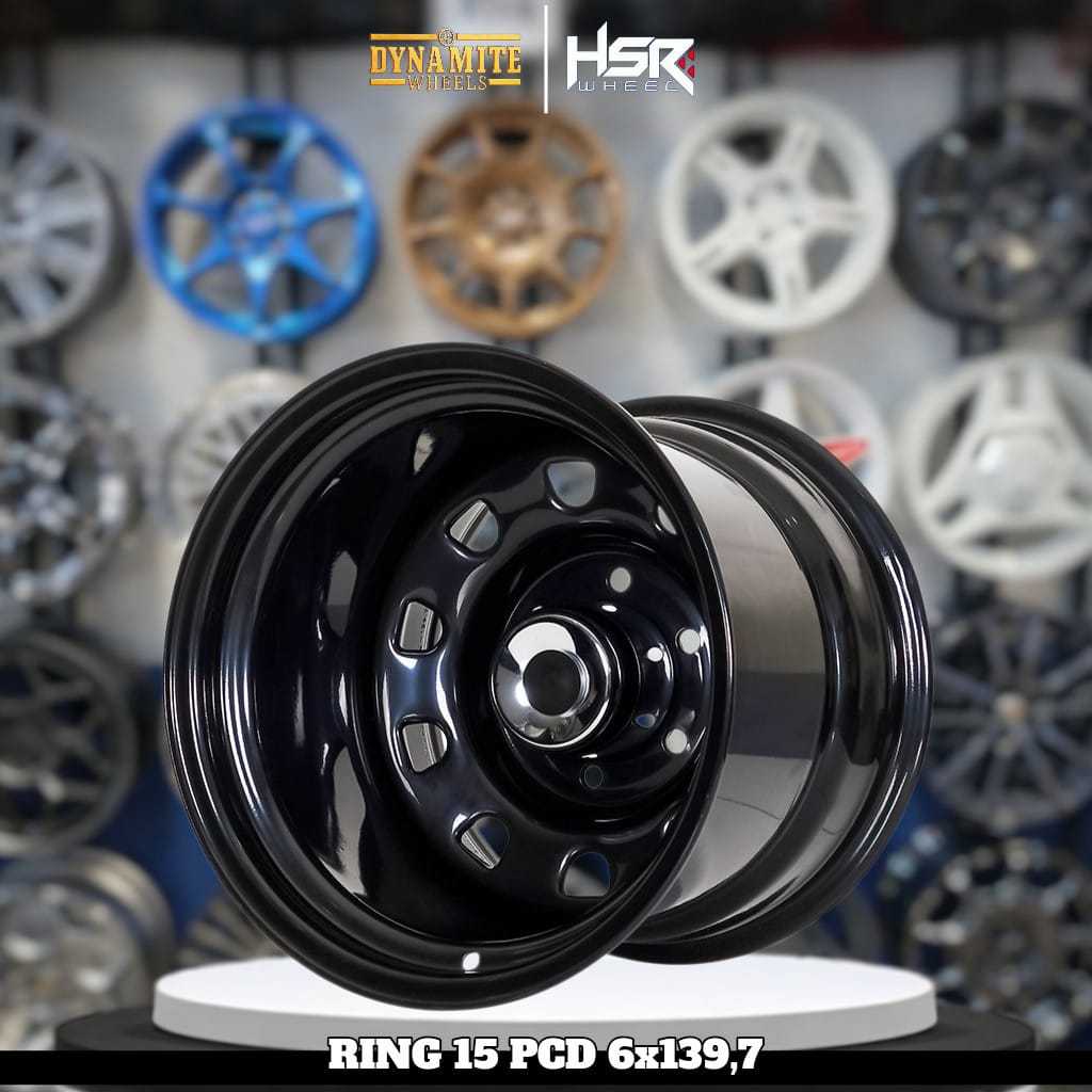 HSR WHEEL Velg Offroad Daytona Celong Ring 15 Inch Besi Alloy PCD 6x139,7 Hitam