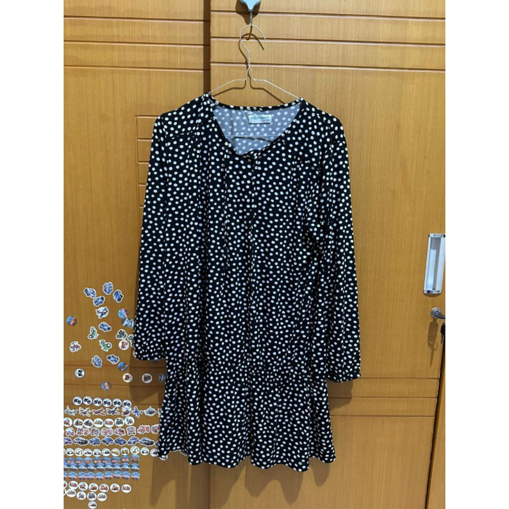 preloved blouse tunik polkadot LD 120