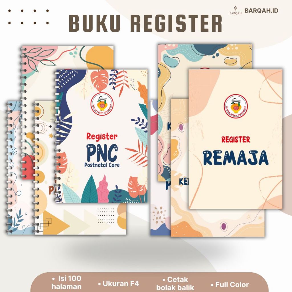 buku besar Buku REGISTER BIDAN uk f4 isi hvs 80gr, buku REGISTER, jilid SPIRAL dan STAPLES