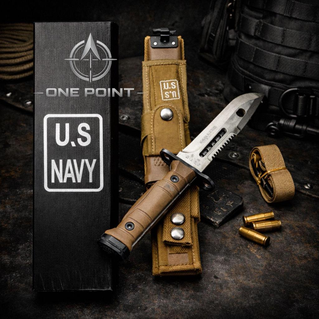 Pisau Outdoor Survival US Navy Tactical Camping Hiking Bushcraft + Sarung – Alat Camping Premium