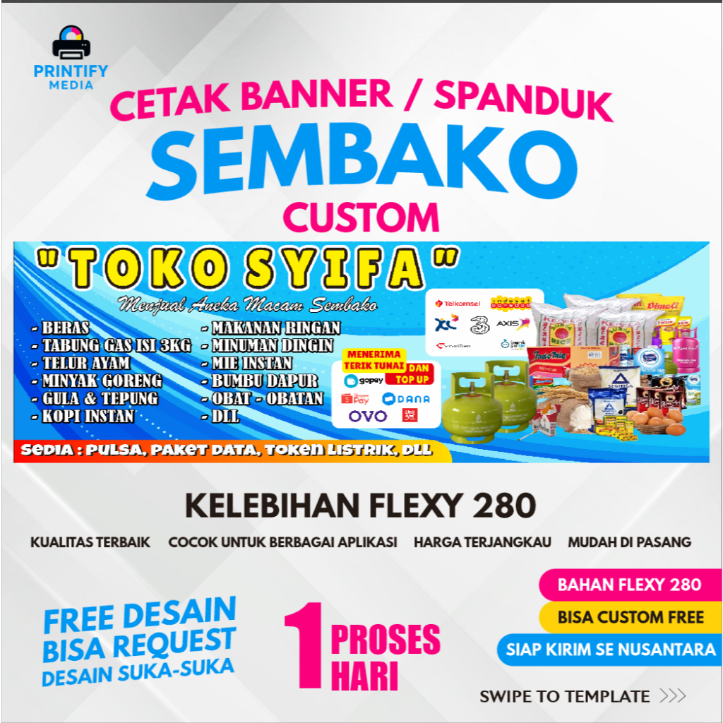 SPANDUK TOKO SEMBAKO / SPANDUK TOKO BAJU SPANDUK TOKO PAKAIAN / SPANDUK TOKO KUE