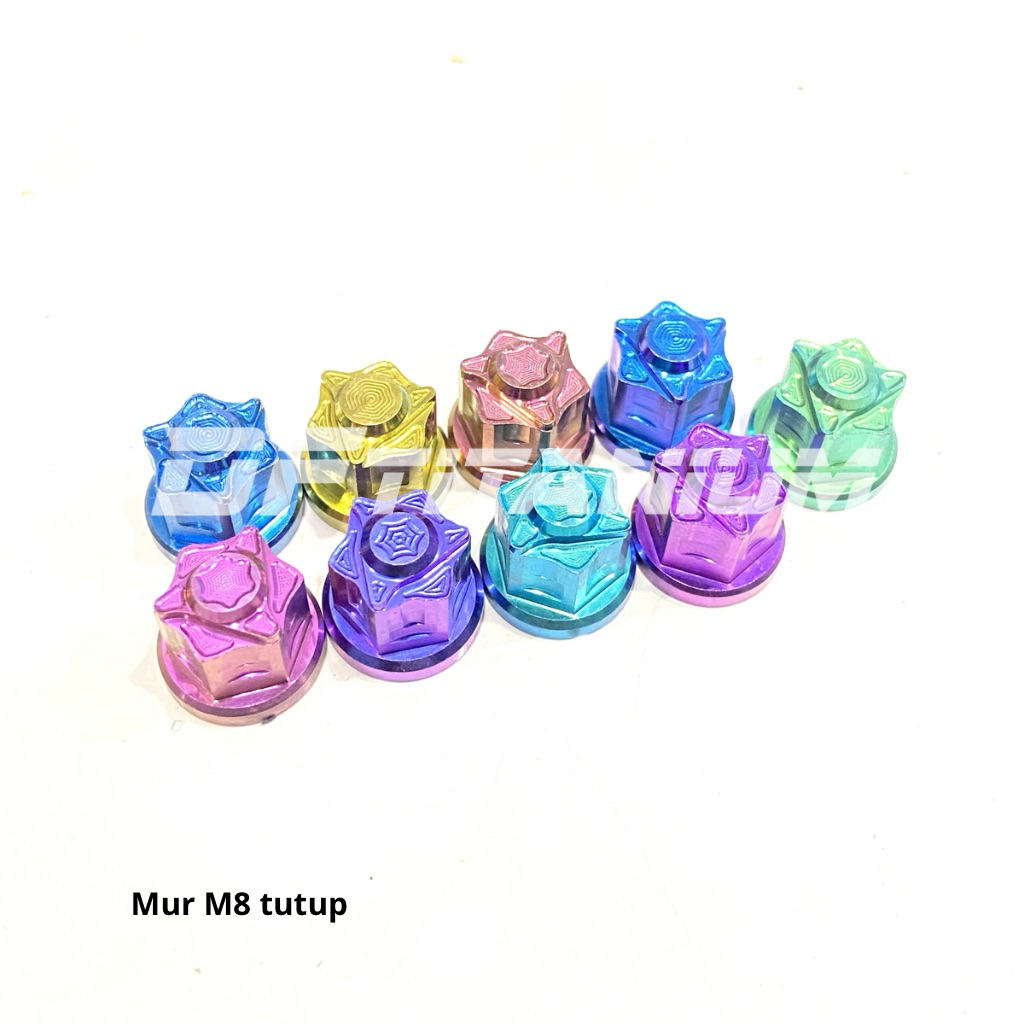 mur titanium M8 tutup / mur drat 12 tutup / close nut / mur bolong titanium 100% GR5