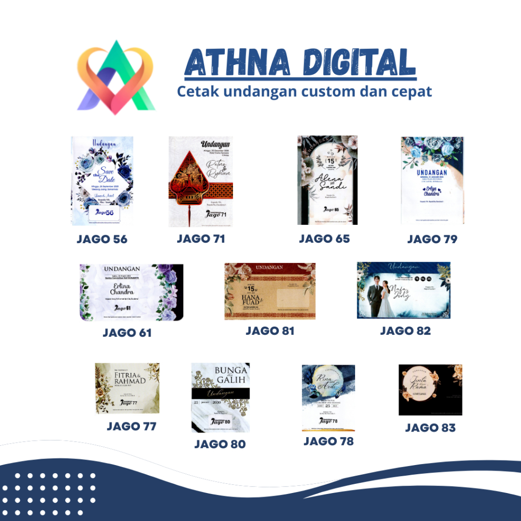Athna Digital - CETAK UNDANGAN NIKAH JAGO | FREE VIDEO UNDANGAN DIGITAL (Min. 300 pcs)