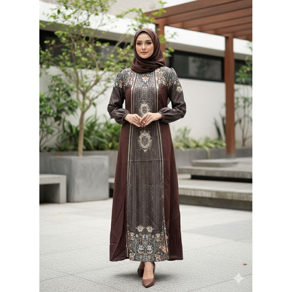 ( READY KENDARI) New - Shakila Dress - Raya Series - Dress printing Exclusive