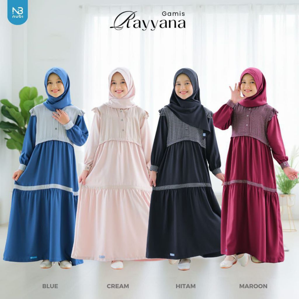Gamis Rayyana Nubi 3-13Th / Gamis Rayyana Nubi Terbaru / Gamis Anak Cantik Adem