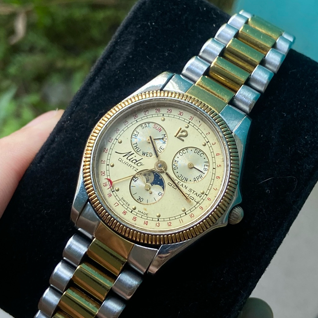 Jam Tangan Mido Ocean Star Chronograph Moonphase Two Tone Original