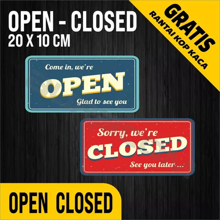 COD,OPEN CLOSED Akrilik siap Pakai/Acrylic Open Closed Design Kekinian /Custom-FreeDesign ( A 303 )
